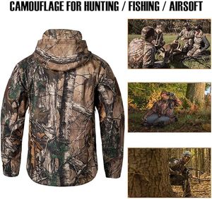 Men's <b>Camo</b> Quiet Hunting <b>Jacket</b> Waterproof Softshell Fleece Lined Camouflage Outdoor Hiking Fishing Coat - Product Image 4