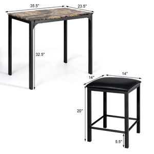 Set da Pranzo Moderno a 3 Pezzi con Tavolo in Finto Marmo per Cucina e Bar di Casa - Product Image 5