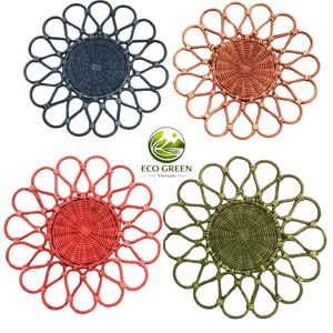 Paniers muraux en rotin en gros, sets de table décoratifs tressés, sets de table ronds en paille résistants à la chaleur, cadeaux de décoration bohème pour la maison - Product Image 2