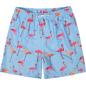 Short de bain et de sport pour homme en toile 100 % coton, bleu clair, respirant, anti-plis, écologique, couleur unie personnalisable, idéal pour l'été - Product Image 1