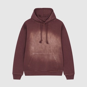 Acid Wash Men <b>Zip</b>-<b>Up</b> Hoodie Oversized 100% Cotton Winter Casual Solid Eco-Friendly <b>Jacket</b> with Pocket - Product Image 4