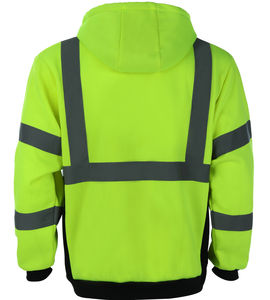 Men's Breathable Hi Vis Viz Reflective Visibility <b>Fleece</b> Jacket Coat Zip up Hoodies with Customized Logo for Safety <b>Work</b> Wear - Product Image 2