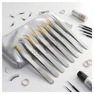 Pinzas para pestañas con punta de fibra, hechas a mano, para volumen, de acero inoxidable, herramientas para técnicos de pestañas, pinzas para extensión de pestañas - Product Image 1