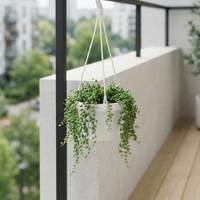 Pot de fleurs suspendu blanc en plastique PP avec support pour centre de jardin, vente en gros, approvisionnement en vrac