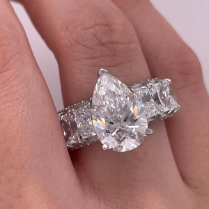 Anillo de media eternidad con moissanita de 5 quilates, corte pera y radiante, para mujer, joyería original de plata 925, ideal para regalo de fiesta para amigas - Product Image 1