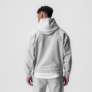Sweat-shirts à capuche personnalisés 100 % coton pour hommes, coupe oversize, gris chiné, en molleton respirant, épaules tombantes, thermiques, unis, teints - Product Image 1