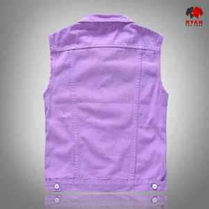 Ryan Pro Gear Nouveau design Gilet en jean unisexe sans manches écologique et tendance avec logo personnalisé et fermeture à boutons - Product Image 4