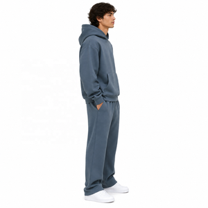 Ensemble de survêtement structuré en molleton épais pour homme – Sweat à capuche et pantalon de jogging large – Collection Hiver – Vente en gros OEM Streetwear - Product Image 2