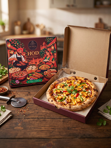 Boîte alimentaire personnalisée en papier kraft, boîte d'emballage à emporter en carton ondulé imperméable pour pizza, hamburger, sandwich, restauration rapide - Product Image 1