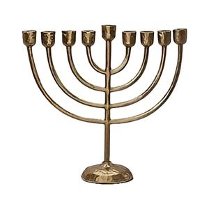 Ménorah antique conçue pour accueillir des bougies de manière sécurisée, idéale pour les célébrations de Hanouka, Noël, Pâques, les réunions de famille, ménorah en or - Product Image 1