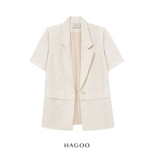 Chaqueta Blazer de Manga Corta para Mujer, Tejida, Corte Regular, Color Sólido, Ropa de Oficina Informal, Venta al Por Mayor de Fábrica de Ropa Premium [B9071] - Product Image 5