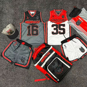 Ensemble de basket-ball personnalisable de haute qualité, respirant, tailles sur mesure, maillot et short imprimés, sac inclus - Product Image 1