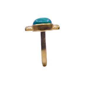 Wedding Wear 925 Sterling Silver Gold Plated Jewelry <b>Turquoise</b> Gemstone Women Wear Classic Couple <b>Ring</b> - Product Image 2