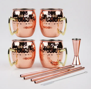 Jarra de Cerveza King International Moscow Mule de Acero Inoxidable Sólido Martillado con Revestimiento de Cobre y Asa de Latón, Taza de Cerámica - Product Image 3