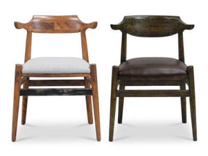 Chaise de salle à manger en bois massif de style mid-century modern avec assise rembourrée en similicuir pour salle à manger - Product Image 3