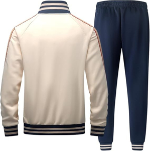 Ensemble de survêtement pour homme Signature Collection, coupe ajustée, noir, demi-zip, en molleton brossé super doux, pour la gym et les loisirs - Product Image 2