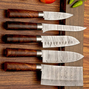 Damascus Steel Chef Knife Set with Leather Cover High Quality <b>Kitchen</b> Knife Collection for Restaurant Home <b>Kitchen</b> and Gift Set - Product Image 1
