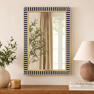 Espejo de pared con incrustaciones de hueso a rayas • Decoración de pared hecha a mano para el hogar - Product Image 5