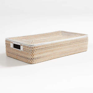 Woven rattan box handcrafted storage boxes organizer wholesale <b>lid</b> <b>basket</b> <b>with</b> cut-out handle - Product Image 2