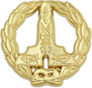 Pin de solapa masónico de nivel de Sacerdote Superior con diseño de corona - [Dorado][1 1/4'' de diámetro] Tipo de cierre mariposa - Product Image 1