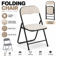 Chaise pliante rembourrée en tissu de coton avec structure métallique, portable, pour bureau, réunion, événement, formation