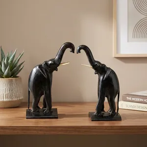 Handcrafted Wooden <b>Elephant</b> Figurines Set – Traditional Tribal Animal Home <b>Decor</b> - Product Image 1
