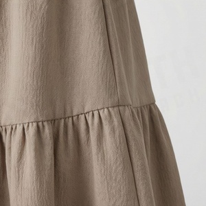 Women <b>Elastic</b> Waist A-Line Mini <b>Skirt</b> Solid Color Ruffles Casual Style Woven Fabric All Seasons Wear - Product Image 5