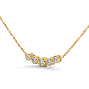 14K <b>Solid</b> <b>Gold</b> Diamond <b>Pendant</b> Necklace Five Stone Bezel Set Round Brilliant Jewelry for Women Gift Party - Product Image 2