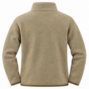 Custom Beige Polar Fleece Jacket Full Zip Stand Up Collar Warm Winter Outerwear Casual Lightweight <b>Thermal</b> Fleece Coat <b>Mens</b> - Product Image 4