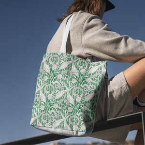 Bolso Bandolera con Estampado de Hojas Verdes de Primera Calidad para Uso Casual, Bolso Estampado para Mujer Hecho a Mano y Ecológico de la India - Product Image 5