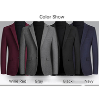 Blazer en Laine Croisé pour Homme, Coupe Droite, Style Business Décontracté, Couleur Unie, Automne Hiver, Manches Longues, Imperméable, Coupe-Vent, Respirant, Grande Taille