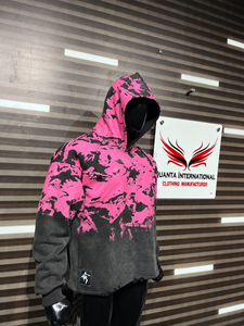 Men's Vintage Oversized Hooded Jacket 100% Cotton Fleece Eco-Friendly <b>Pink</b> Black Gradient Color Windproof Autumn <b>Hoodie</b> - Product Image 2