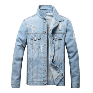 Denim Jackets Distressed Vintage Jean Jacket Single Breasted Windbreaker Slim Fit Denim Jacket Men Outerwear Coat - Product Image 2