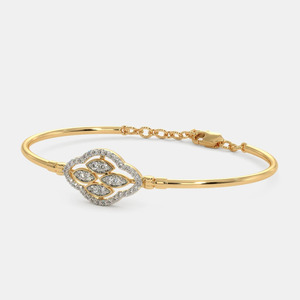 Gold Floral Eye Motif Diamond <b>Bangle</b> <b>Bracelet</b> - Product Image 3