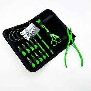 Kit d'outils pour extensions de cheveux pour étudiants, pinces de sectionnement des cheveux en acier inoxydable avec revêtement en poudre verte, outil à boucle et à crochet - Product Image 6