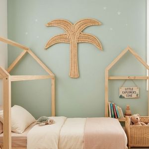 Décoration murale en rotin fait main en forme de palmier, best-seller, pour chambre d'enfant, chambre de bébé et décoration bohème. - Product Image 1