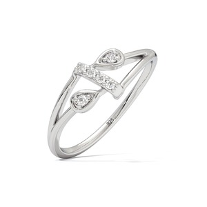 Bague minimaliste en argent sterling 925 avec diamant naturel, design feuille, pour femme - Product Image 1
