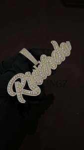 Colgante Personalizado con Nombre en Capas, Chapado en Rodio, con Diamantes VVS1 de 19 Quilates, Plata 925 y Oro de 10K, Fuente Personalizada, Amuleto de Joyería para Hombre - Product Image 4