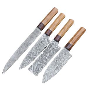 BA Enterprises 4-Piece Damascus Steel <b>Knife</b> <b>Set</b> Wood Handles 67-Layer Polished Handmade Blade <b>Sharp</b> Chef <b>Knives</b> Right-Hand - Product Image 3