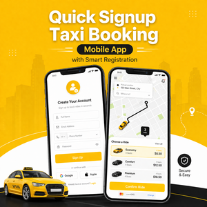 แอปมือถือสำหรับจองแท็กซี่แบบมืออาชีพ สมัครสมาชิกง่าย รวดเร็ว พร้อมการลงทะเบียนบัญชีที่ราบรื่นและการจัดการการเดินทางแบบเรียลไทม์ - Product Image 1