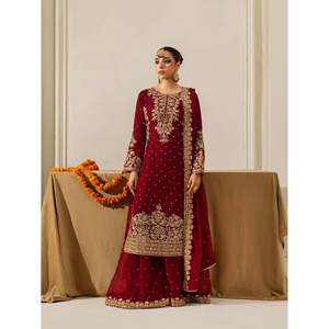 Conjunto de traje de fiesta para mujer con diseño de codificación elegante de trabajo de secuencia bordada - Product Image 5