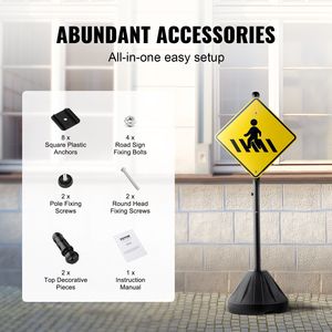 Portable 5 Ft Cast Iron Sign <b>Post</b> with Hard Plastic Base Wheels Movable Traffic Parking Sign Stand-No Parking Sign <b>Post</b> <b>Holder</b> - Product Image 5