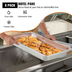 Set di 6 Vaschette per Buffet a Vapore Larghe 20,9 X 12,8 X 2,6 Pollici 8,5L Contenitori per Alimenti in Acciaio Inox Dimensione Standard Attrezzatura per Mantenimento Calore - Product Image 3
