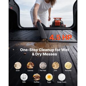 Aspiradora de taller húmeda/seca de 8 galones, 4.5 HP de pico, 900W de potencia de entrada, 1.25 con autolimpieza, doble filtro, portátil, 1 botón - Product Image 2