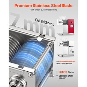 Lama di Ricambio Industriale per Affettatrice di Carne in Acciaio Inox 7 mm, Modello 90, per Alimenti Morbidi Disossati - Product Image 2