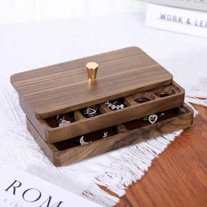 High-Grade Solid Wood Modern Rectangle Jewelry Storage <b>Box</b> Eco-Friendly Polished Technique Tabletop Necklace <b>Earrings</b> Organizer - Product Image 6