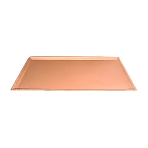 Serveware Copper Plating Iron Rectangular Decorative Luxury Trays Luxury Design Dish And Plate For Serving Resaturant