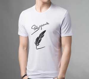 <b>Men's</b> Short Sleeve O-Neck T-Shirt With Print Slim Fit Casual Wear Knitted 100% Cotton Breathable Front Logo - Product Image 5