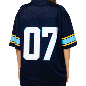 Maillot de football américain unisexe style streetwear bleu et noir, coupe oversize, respirant, en polyester, pour entraînement d'équipe, personnalisable USA - Product Image 3