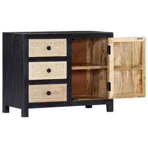Mueble Auxiliar Mediano de Madera Maciza de Mango y MDF en Gris y Natural con Gabinetes para Sala de Estar - Product Image 3